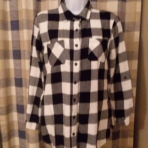 Women's NOBO Long Sleeve Black Plaid Shirt - LG